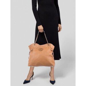 Designer Tory‎ Burch Marion Brown Leather Slouchy Boho Western Classic Purse